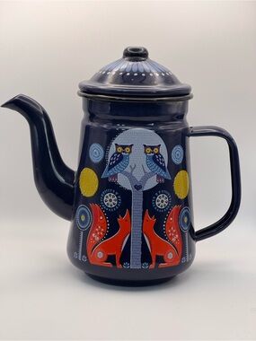 Wild & Wolf Folklore "Night & Day" Dark Blue Teapot by Nina Jarema.